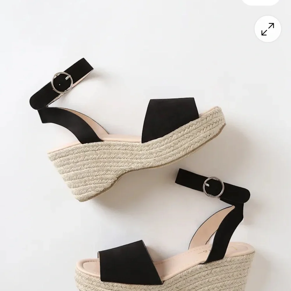 Elyse Black Suede Platform Espadrille Sandals‎